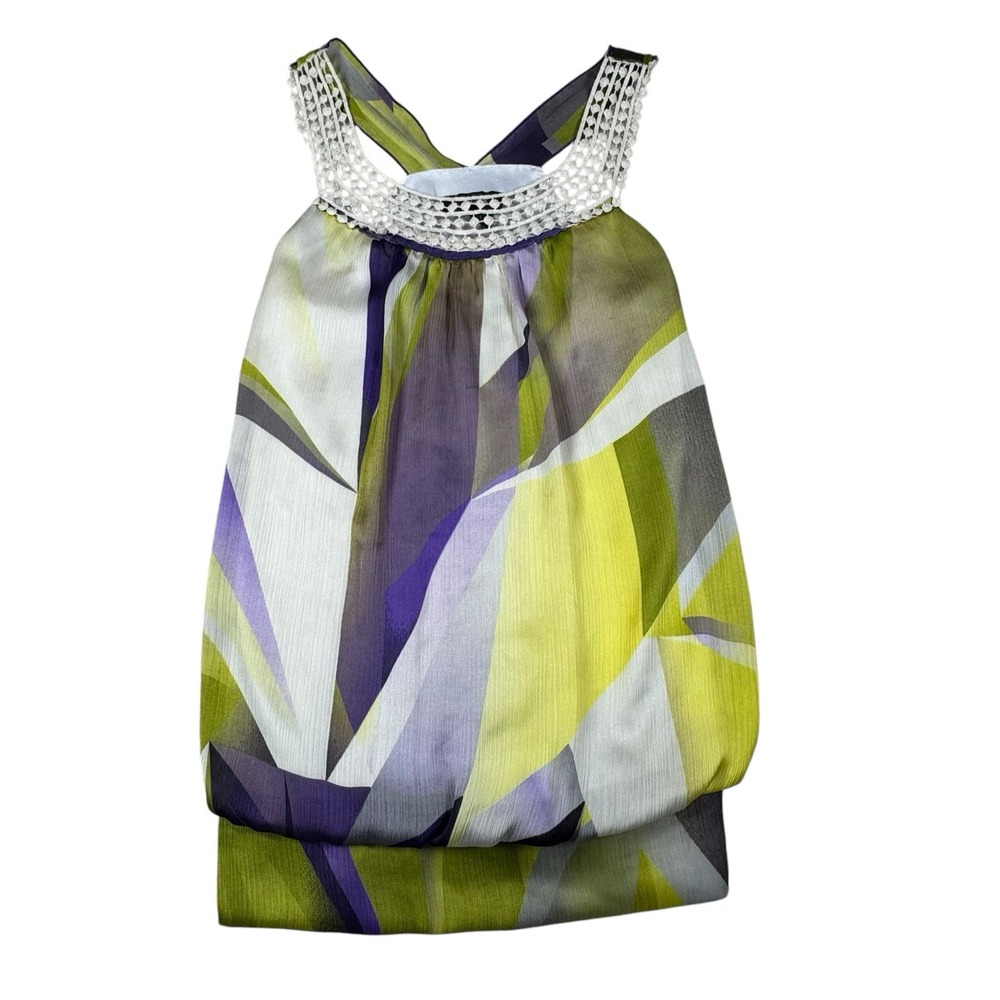 Vintage Cami Babydoll‎ Tank Top Size M Y2K Geometric Retro Print Whimsygoth
